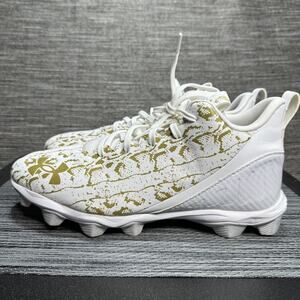 Under Armour Spotlight Suede Football Cleats White & Gold 3024252-100 Men’s 11